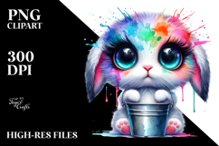 Happy Vibrant Cute Baby Bunny Crazy Eyes PNG Product Image 2