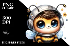 Cute Baby Bee with Astronaut Helmet PNG Product Image 2