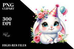 Happy Vibrant Cute Baby Bunny Party Hat PNG Product Image 2