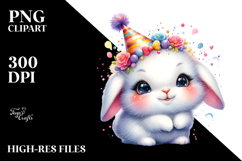 Happy Vibrant Cute Baby Bunny Party Hat PNG Product Image 2