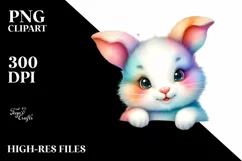 Colorful Baby Rabbit, Smiling | Sublimation | Clipart Product Image 3