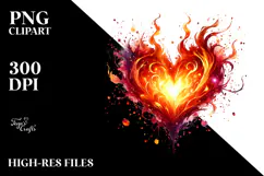Glossy Heart Fire, Transparent PNG Product Image 2