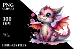 Baby Dragon Sitting | Watercolor Clipart Product Image 2