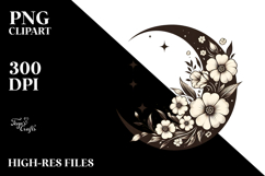 Vibrant Half Moon with Flowers, Transparent PNG Product Image 2