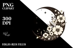 Vibrant Half Moon with Flowers, Transparent PNG Product Image 2