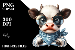 Angry Baby Cow with Sunglasses PNG Product Image 2