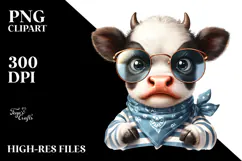 Angry Baby Cow with Sunglasses PNG Product Image 2