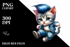 Agressive Baby Cat Jumping in Jeans, Transparent PNG Product Image 2