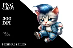 Agressive Baby Cat Jumping in Jeans, Transparent PNG Product Image 2