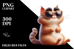 Whimsical Cat with Sunglasses PNG Product Image 2