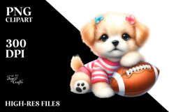 Watercolor Pastel Cute Baby Dog Playing Football in the Product Image 2