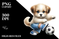 Watercolor Pastel Cute Baby Dog Playing Football in the Product Image 2
