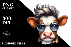 Funny Baby Cow with Cool Hair, High-Res PNG Product Image 2