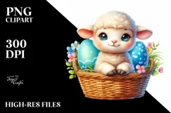 Colorful Smiling Baby Lamb in Egg Basket Clipart Product Image 3