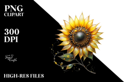 Sunflower with Metallic Insertions, Transparent PNG Product Image 2