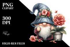 Adorable GNOME with Begonia, PNG Product Image 2