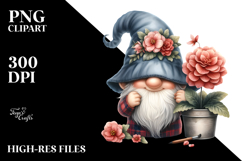 Adorable GNOME with Begonia, PNG Product Image 2