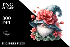 Cute GNOME with Floral Ornament, PNG Product Image 2