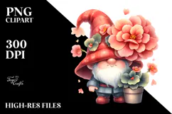 Cute Gnome with Begonia, PNG Product Image 2
