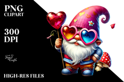Valentines Gnome with Heart Sunglasses PNG Product Image 2