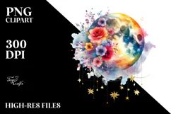Vibrant Abstract Moon with Flowers and Stars Product Image 2