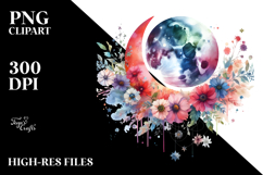 Abstract Moon Flowers Clipart Product Image 2