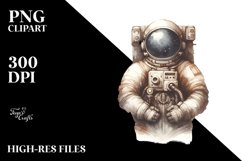 Vintage Washed Astronaut Boy Clipart Product Image 1