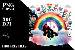 Simple Rainbow with Hanging Hearts PNG Product Image 2