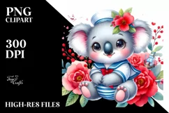 cute Baby Koala Cuddling Sailor | Clipart Product Image 1