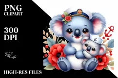 cute Baby Koala Cuddling Sailor | Clipart Product Image 1