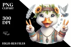 Funny Duck Portrait Smiling | Victory Sign Clipart Product Image 1