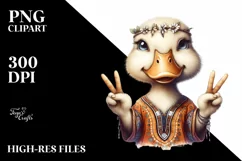 Funny Duck Portrait Smiling | Victory Sign Clipart Product Image 1