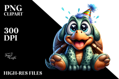 Joyful Turtle with Party Hat, PNG Product Image 2