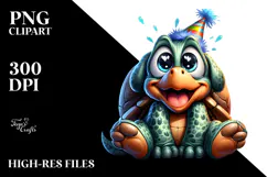 Joyful Turtle with Party Hat, PNG Product Image 2