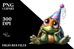 Joyful Turtle with Party Hat, PNG Product Image 2