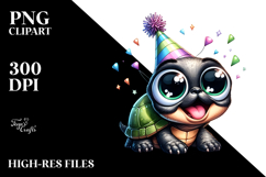 Joyful Turtle with Party Hat, PNG Product Image 2