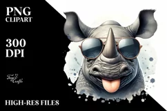 Funny Rhino Portrait Smiling | Sunglasses Clipart Product Image 3