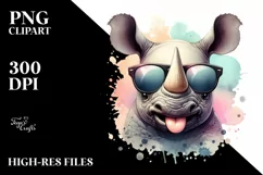 Funny Rhino Portrait Smiling | Sunglasses Clipart Product Image 1