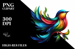 Abstract Vibrant Bird with Plant Leaves, PNG Product Image 3