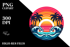 Retro Tropical Rainbow Sunset, Tshirt Vector PNG Product Image 2