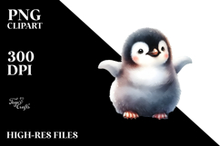 Watercolor Baby Penguin Big Eyes PNG Product Image 2