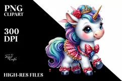 Colorful Baby Unicorn with Polka Dancer Costume JPEG Product Image 1