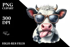 Funny Cow Portrait Smiling | Sunglasses Clipart Product Image 3