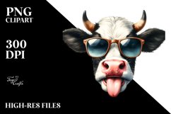 Funny Cow Portrait Smiling | Sunglasses Clipart Product Image 1