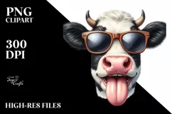 Funny Cow Portrait Smiling | Sunglasses Clipart Product Image 1