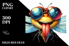 Funny Dragonfly Portrait Smiling | Sunglasses Clipart Product Image 3