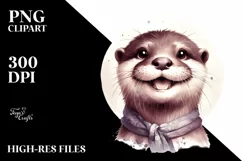 Funny Otter Portrait Smiling | Diva Look Clipart Product Image 3