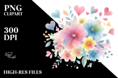 Simple Heart Petal Flower, Artistic PNG Product Image 2