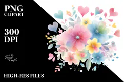 Simple Heart Petal Flower, Artistic PNG Product Image 2