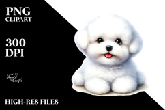 Watercolor Bichon Frise Big Eyes Happy PNG Product Image 2